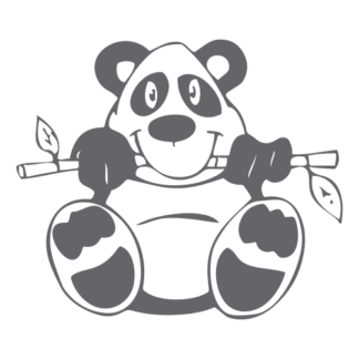 Funny Panda Eating Bamboo Decal (Grey)